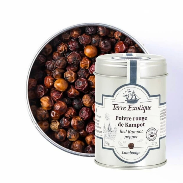 Poivre Rouge de Kampot 50 g Terre Exotique Budget ???? Poivre Rouge de Kampot 50 g Terre Exotique ???? -Huilerie Gid Shop poivre rouge de kampot 50 g terre